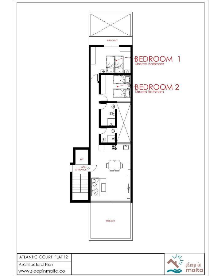 F12 Room 2, Private Room Two Single Beds Privated Bathroom In Shared Flat Msida Εξωτερικό φωτογραφία